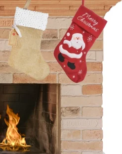 Merkloos Kerstsokken - Set Van 2X Stuks - H40 Cm En H45 Cm - Polyester/Jute Store