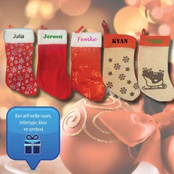 Iemandverrassen Kerstsok Met Eigen Naam Met Pailletten Of Van Jute New