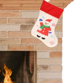 Merkloos Kerstsok - Wit - Polyester - H48 Cm - Met Sneeuwpop Cheap