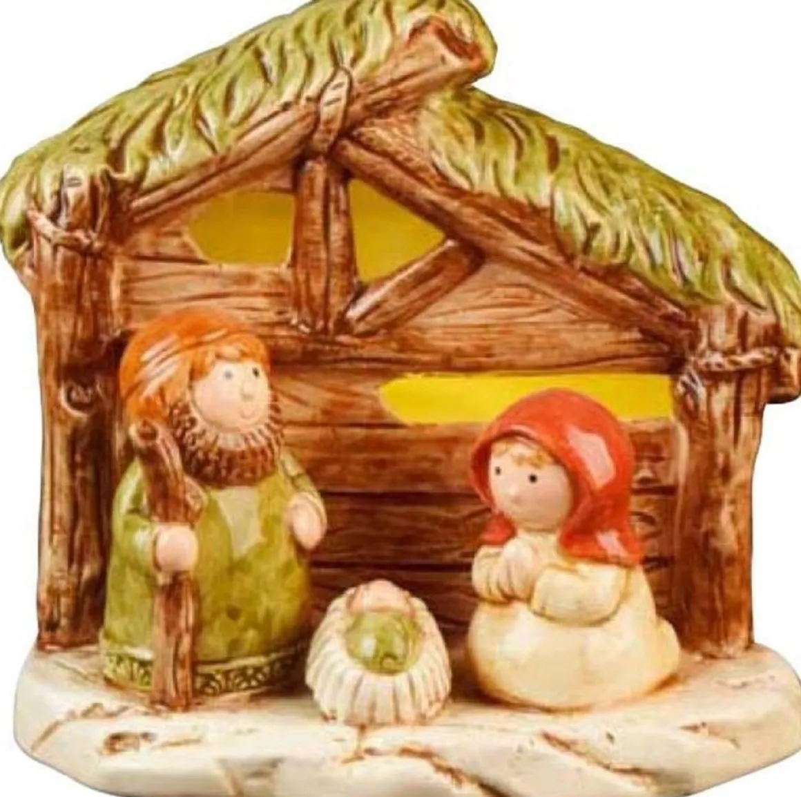 Merkloos Kerststal Dolomiet Met Led Verlichting New