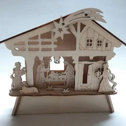 eigen Kerststal Houtsnijwerk Met Verlichting 18Cm Hoog Cheap