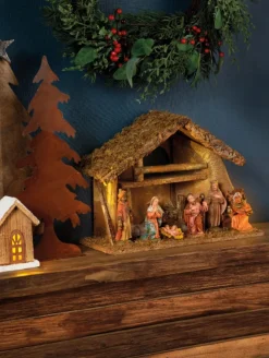 Decoris Kerststal Met 8 Kerst Figuren 38 Cm - Kerststallen Fashion