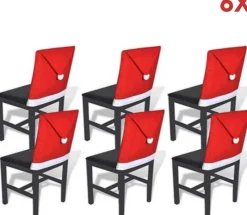 Merkloos Kerst Stoelhoezen - Kerst Stoelversiering - Kerstversiering - Kerstdecoratie Voor Binnen - Set Van 6 Stuks Outlet