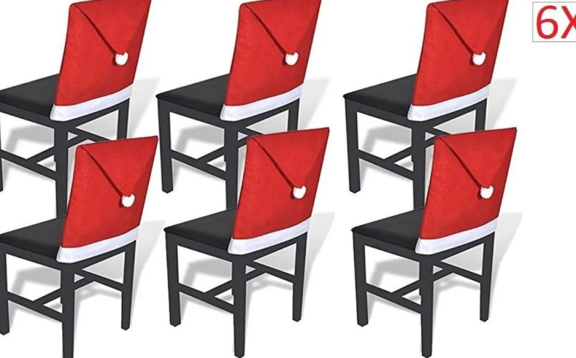 Merkloos Kerst Stoelhoezen - Kerst Stoelversiering - Kerstversiering - Kerstdecoratie Voor Binnen - Set Van 6 Stuks Outlet