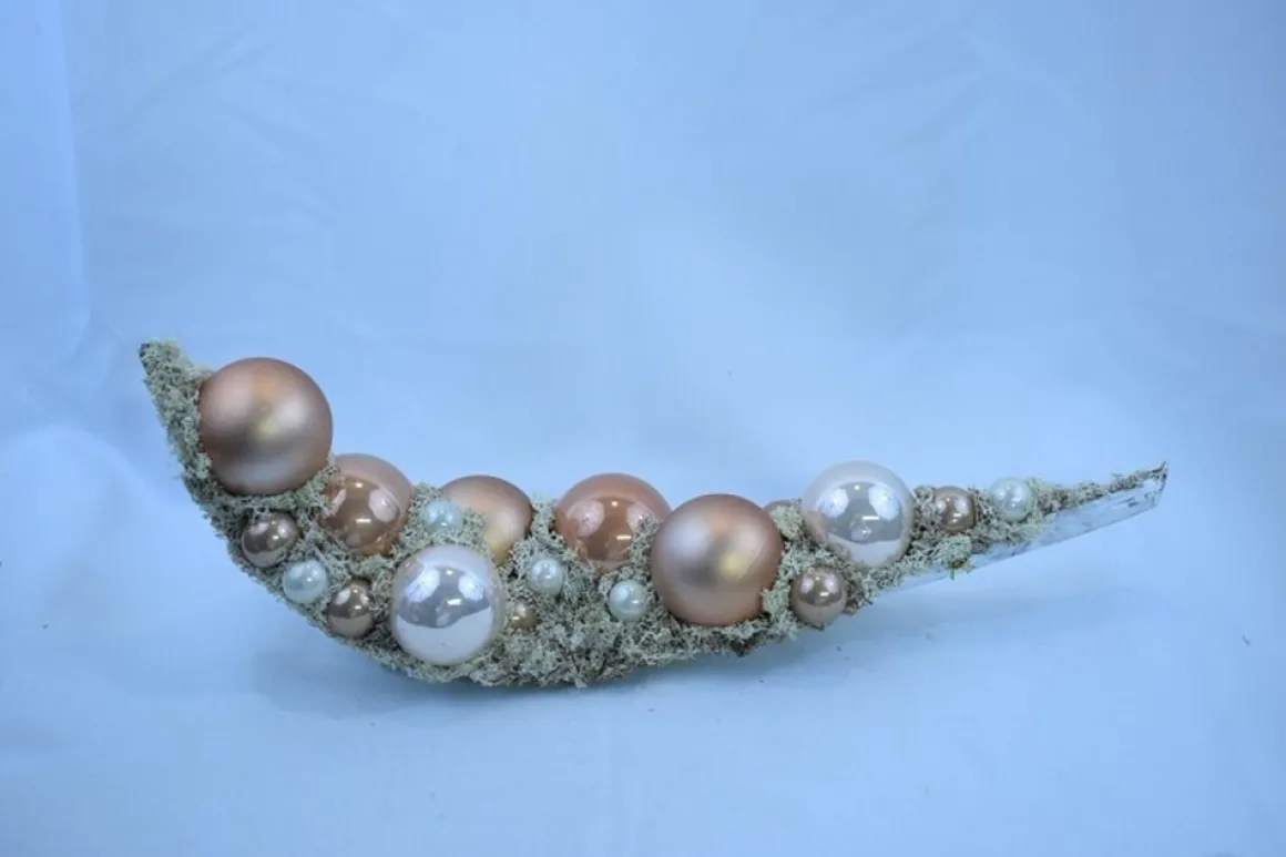 ZoeZo Design Kerststukje In Natuurlijk Blad, Lengte 42 Cm, Ecru, Goud Goud - Natuurtint Online