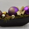 ZoeZo Design Kerststukje In Zwart Aardewerk Schaaltje, /Goud, L 24 Cm, H 10 Cm, Br 9 Cm Paars Cheap