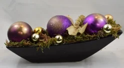 ZoeZo Design Kerststukje In Zwart Aardewerk Schaaltje, /Goud, L 24 Cm, H 10 Cm, Br 9 Cm Paars Cheap