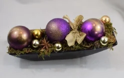 ZoeZo Design Kerststukje In Zwart Aardewerk Schaaltje, /Goud, L 24 Cm, H 10 Cm, Br 9 Cm Paars Cheap