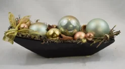 ZoeZo Design Kerststukje In Zwart Aardewerk Schaaltje, Goud/ , L 24 Cm, H 10 Cm, Br 9 Cm Mint Hot