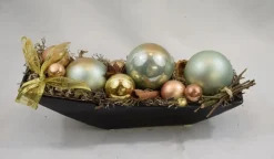 ZoeZo Design Kerststukje In Zwart Aardewerk Schaaltje, Goud/ , L 24 Cm, H 10 Cm, Br 9 Cm Mint Hot