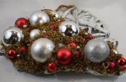 * Kerststukje, Kerstkrans, Hart, Rood/Zilver, 31 X 31 Cm Shop