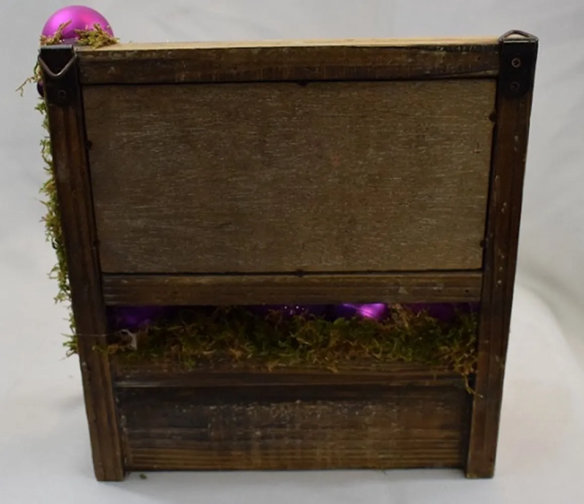 ZoeZo Design Kerststukje - Met Spiegel - Hout - Glas - Paars - Goud - Br 24 Cm - H 27 Cm - Diep 9 Cm, Best
