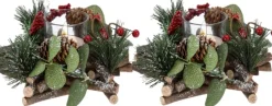 Merkloos Kerststukjes/Theelichthouders 2X St - 17 X 8 Cm - Incl. Waxinelichtjes Online