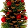 WDMT Kerststuk Op Houten Schijf - Berry | O 10 X 13 Cm | Decoratief In De Hoogte Verwerkt Kerststuk Op Houten Staander Met Dennenappels En Bessen | Groen Sale