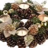 Bellatio Decorations Kerst Tafelstuk/Tafeldecoratie Kerststukje Krans Met Kaarsenhouder 28 Cm - Kerstversiering/Kerstdecoratie New