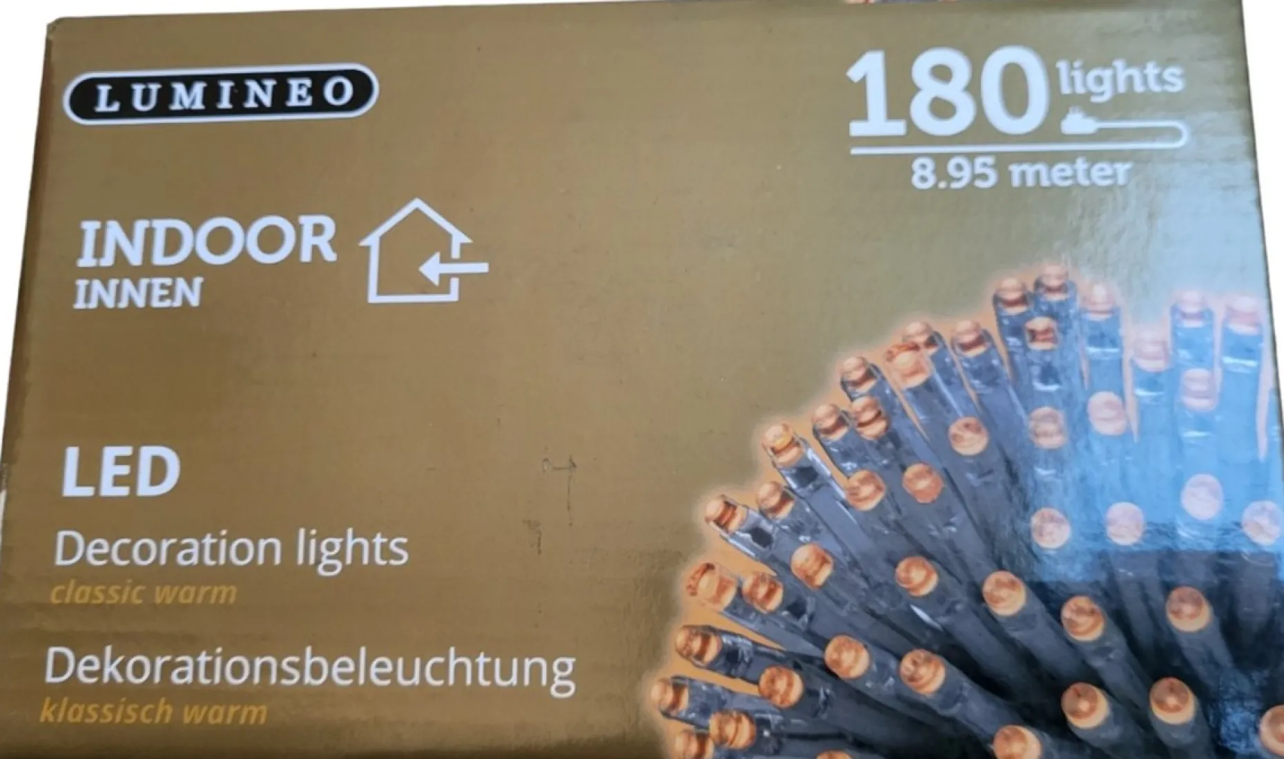 Lumineo Kerstlichtsnoeren^Kerstverlichting Binnen Led 180 Kerstlampjes Klassiek Warm 8.95 Meter
