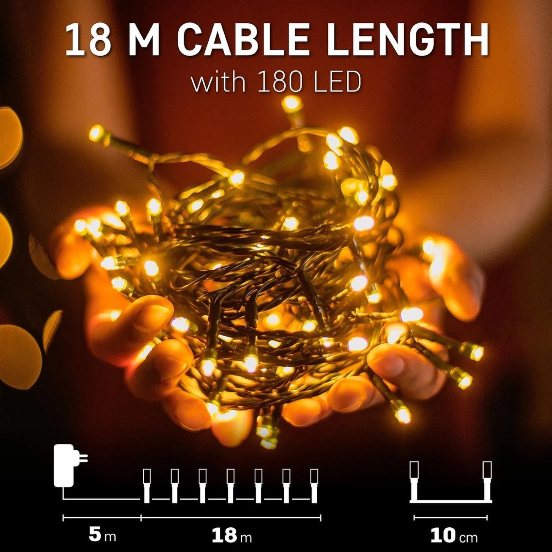 Emos Kerstboomverlichting^Kerstverlichting Buiten - 18 Meter 180 Led - Warm Wit - 8 Modi - Lichtsnoer - Ip44 Stekker - Kerstboomverlichting - Geschikt Voor Binnen En Buiten - Kerstverlichting Led