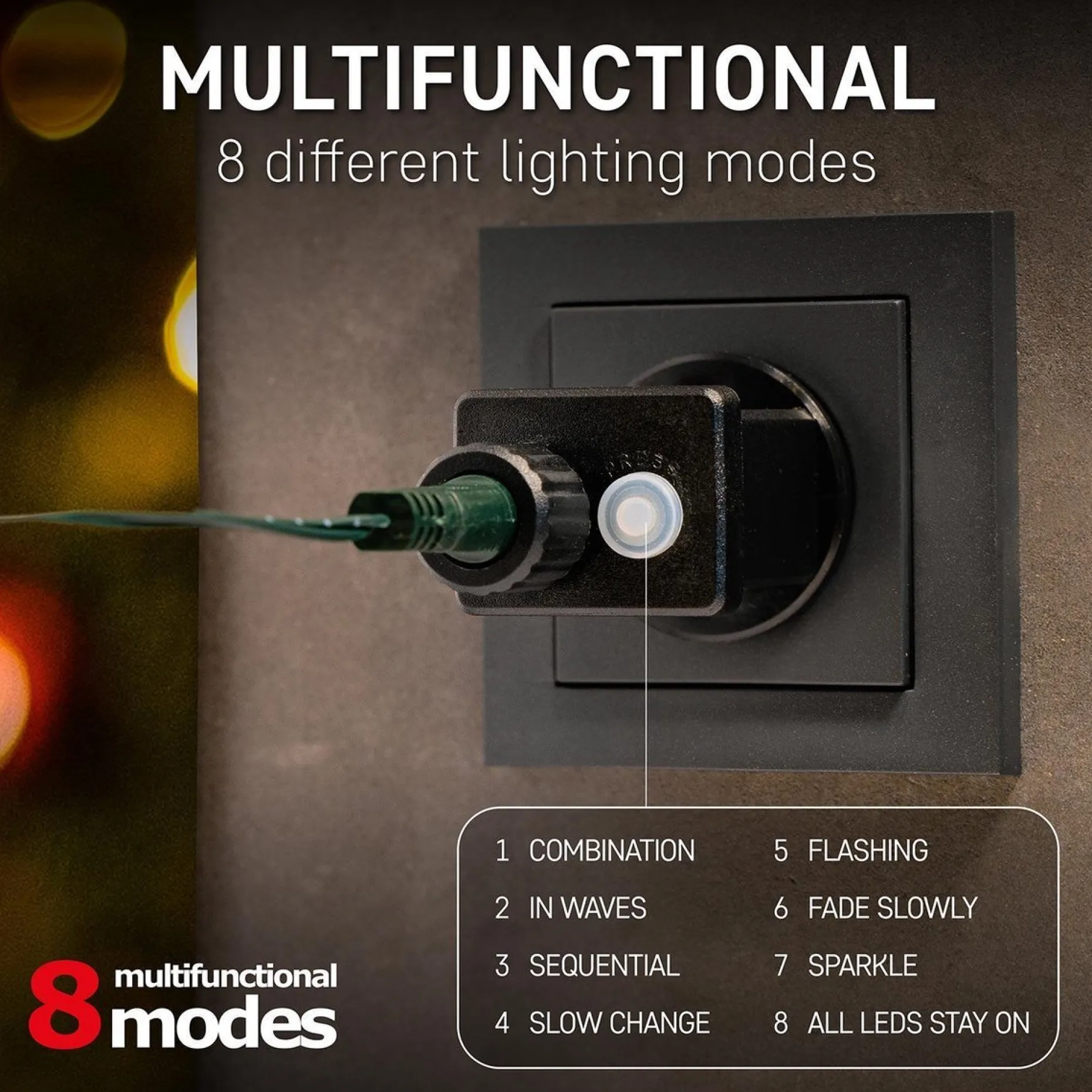 Emos Kerstboomverlichting^Kerstverlichting Buiten - 18 Meter 180 Led - Warm Wit - 8 Modi - Lichtsnoer - Ip44 Stekker - Kerstboomverlichting - Geschikt Voor Binnen En Buiten - Kerstverlichting Led