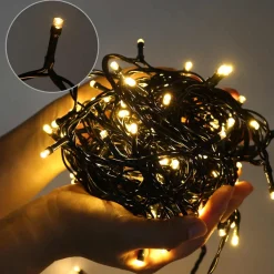 discountershop Kerstlichtsnoeren^Kerstverlichting Buiten - 10 Meter 500 Led - Extra Warm Wit - Lichtsnoer Nano Koperdraad - Ip44 Stekker Met Timerfunctie - Kerstboomverlichting - Geschikt Voor Binnen En Buiten - Kerstverlichting Led