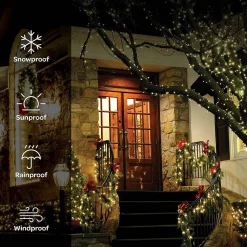 discountershop Kerstlichtsnoeren^Kerstverlichting Buiten - 10 Meter 500 Led - Extra Warm Wit - Lichtsnoer Nano Koperdraad - Ip44 Stekker Met Timerfunctie - Kerstboomverlichting - Geschikt Voor Binnen En Buiten - Kerstverlichting Led