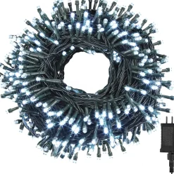 discountershop Kerstlichtsnoeren^Kerstverlichting Buiten 25 Meter 1250 Led - Wit - Lichtsnoer Nano Koperdraad - Ip44 Stekker Met Timerfunctie - Kerstboomverlichting - Geschikt Voor Binnen En Buiten - Kerstverlichting Led