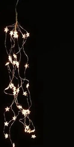 Anna's Collection Kerstlichtsnoeren^Kerstverlichting Cascadelichtjes Met Timer 40 Lampjes Sterretjes Warm Wit - Voor Binnen Gebruik