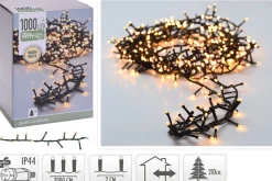 Merkloos Kerstboomverlichting^Kerstverlichting Clusterverlichting 1000 Led – 20 Meter – Warm Wit - Microcluster