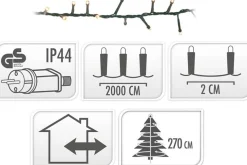 Merkloos Kerstboomverlichting^Kerstverlichting Clusterverlichting 1000 Led – 20 Meter – Warm Wit - Microcluster