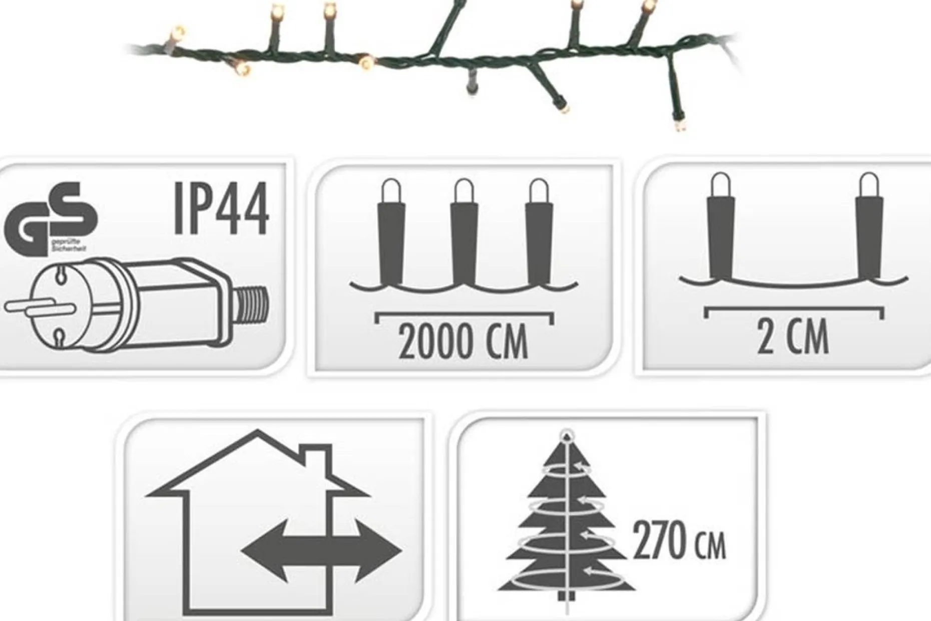 Merkloos Kerstboomverlichting^Kerstverlichting Clusterverlichting 1000 Led – 20 Meter – Warm Wit - Microcluster