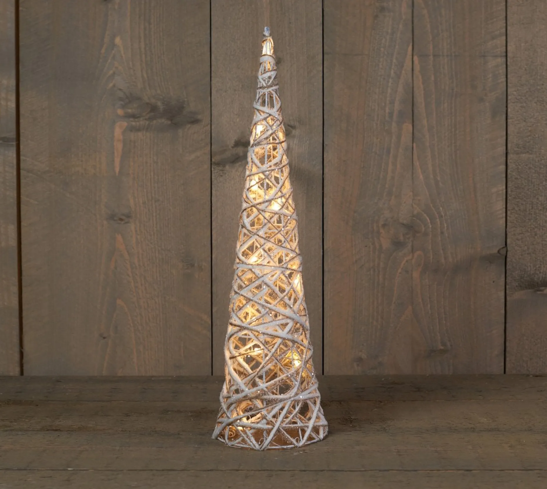 Anna's Collection Verlichte Kerstfiguren^Kerstverlichting Figuren Led Kegel Kerstboom Glitter Lamp 60 Cm - Verlichte Kegels/Kegelvorm Bomen/Kerstbomen/Kegelkerstbomen