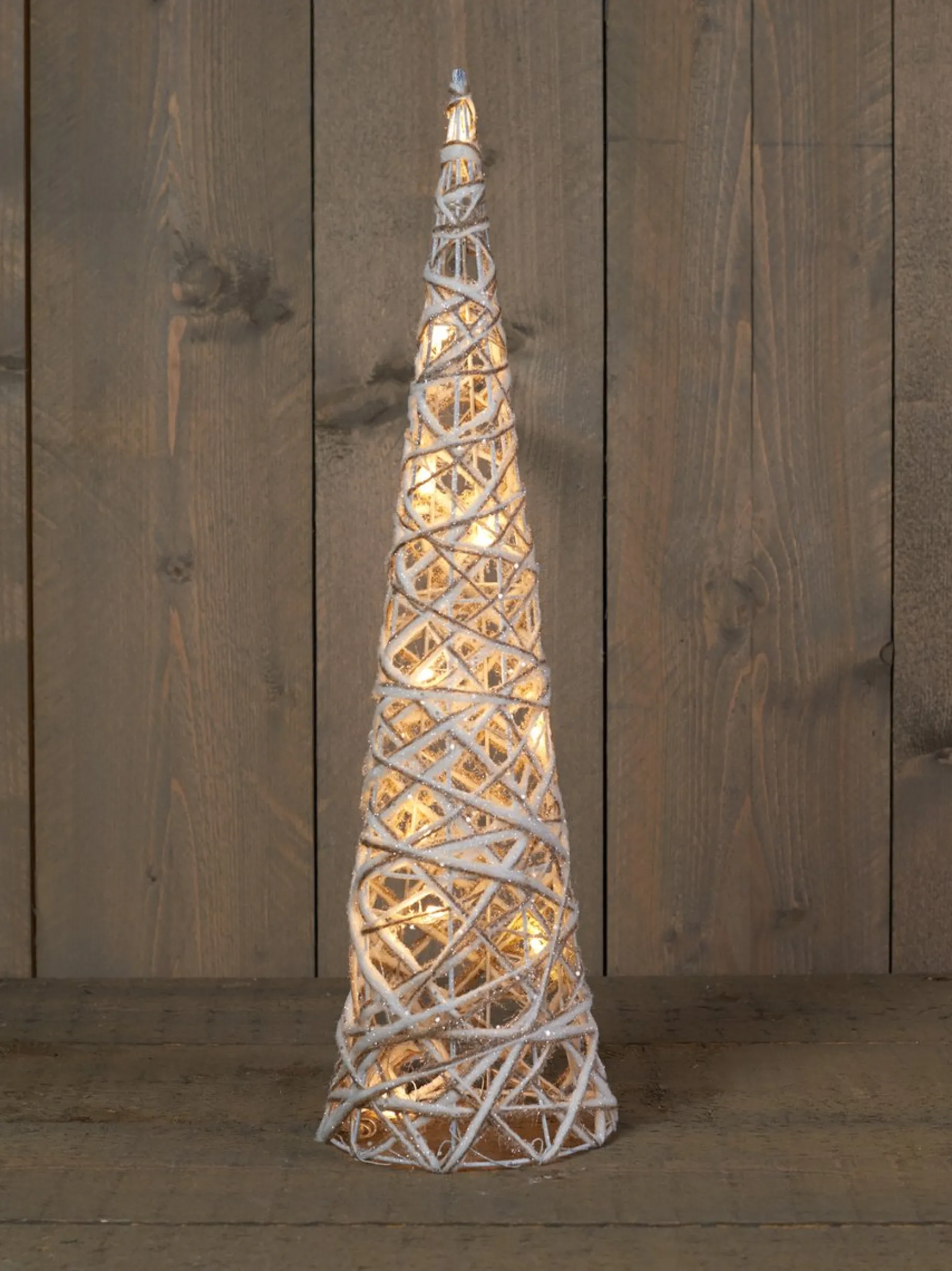 Anna's Collection Verlichte Kerstfiguren^Kerstverlichting Figuren Led Kegel Kerstboom Glitter Lamp 60 Cm - Verlichte Kegels/Kegelvorm Bomen/Kerstbomen/Kegelkerstbomen