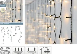 Merkloos Lichtgordijnen^Kerstverlichting - Ijspegel - Lichtgordijn - 12 Meter - Ijspegel - 360 Led's - Warm Wit - Voor Binnen & Buiten