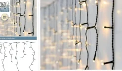 Merkloos Lichtgordijnen^Kerstverlichting - Ijspegel - Lichtgordijn - 12 Meter - Ijspegel - 360 Led's - Warm Wit - Voor Binnen & Buiten