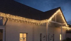 Merkloos Lichtgordijnen^Kerstverlichting - Ijspegel - Lichtgordijn - 12 Meter - Ijspegel - 360 Led's - Warm Wit - Voor Binnen & Buiten