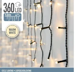 Merkloos Lichtgordijnen^Kerstverlichting - Ijspegel - Lichtgordijn - 12 Meter - Ijspegel - 360 Led's - Warm Wit - Voor Binnen & Buiten