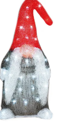 Lumineo Verlichte Kerstfiguren^Kerstverlichting Led Figuren Voor Buiten Gnome/Dwerg 19 X 22 X 44 Cm Met 60 Lampjes Helder Wit - Verlichte Figuren - Sneeuwpoppen