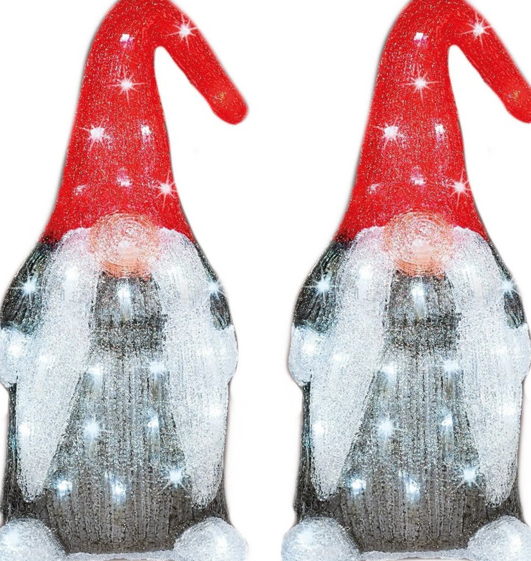 Lumineo Verlichte Kerstfiguren^Kerstverlichting Led Figuren Voor Buiten Gnome/Dwerg 19 X 22 X 44 Cm Met 60 Lampjes Helder Wit - Verlichte Figuren - Sneeuwpoppen
