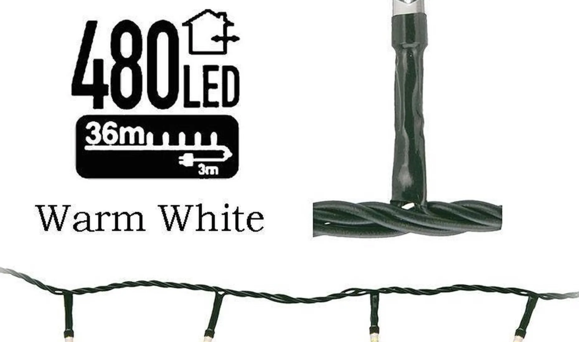 Merkloos Kerstboomverlichting^Kerstverlichting - 480 Led's - 36 Meter