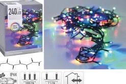 Merkloos Kerstboomverlichting^Kerstverlichting Lichtsnoeren 240 Gekleurde Led Lampjes Buiten - 18 Meter - Kerstlampjes/Kerstlichtjes - Binnen/Buiten
