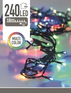 Merkloos Kerstboomverlichting^Kerstverlichting Lichtsnoeren 240 Gekleurde Led Lampjes Buiten - 18 Meter - Kerstlampjes/Kerstlichtjes - Binnen/Buiten