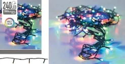Merkloos Kerstboomverlichting^Kerstverlichting Lichtsnoeren 240 Gekleurde Led Lampjes Buiten - 18 Meter - Kerstlampjes/Kerstlichtjes - Binnen/Buiten