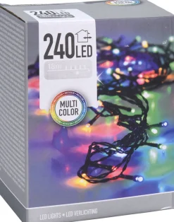 Merkloos Kerstboomverlichting^Kerstverlichting Lichtsnoeren 240 Gekleurde Led Lampjes Buiten - 18 Meter - Kerstlampjes/Kerstlichtjes - Binnen/Buiten