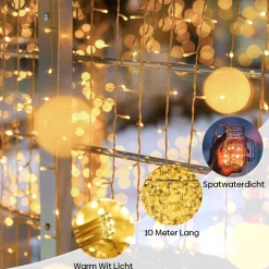 VUBIO Kerstlichtsnoeren^Kerstverlichting 10 Meter 100 Lampjes - Led Slinger - Lichtsnoer - 8 Verschillende Programma's - Geschikt Voor Binnen En Buiten