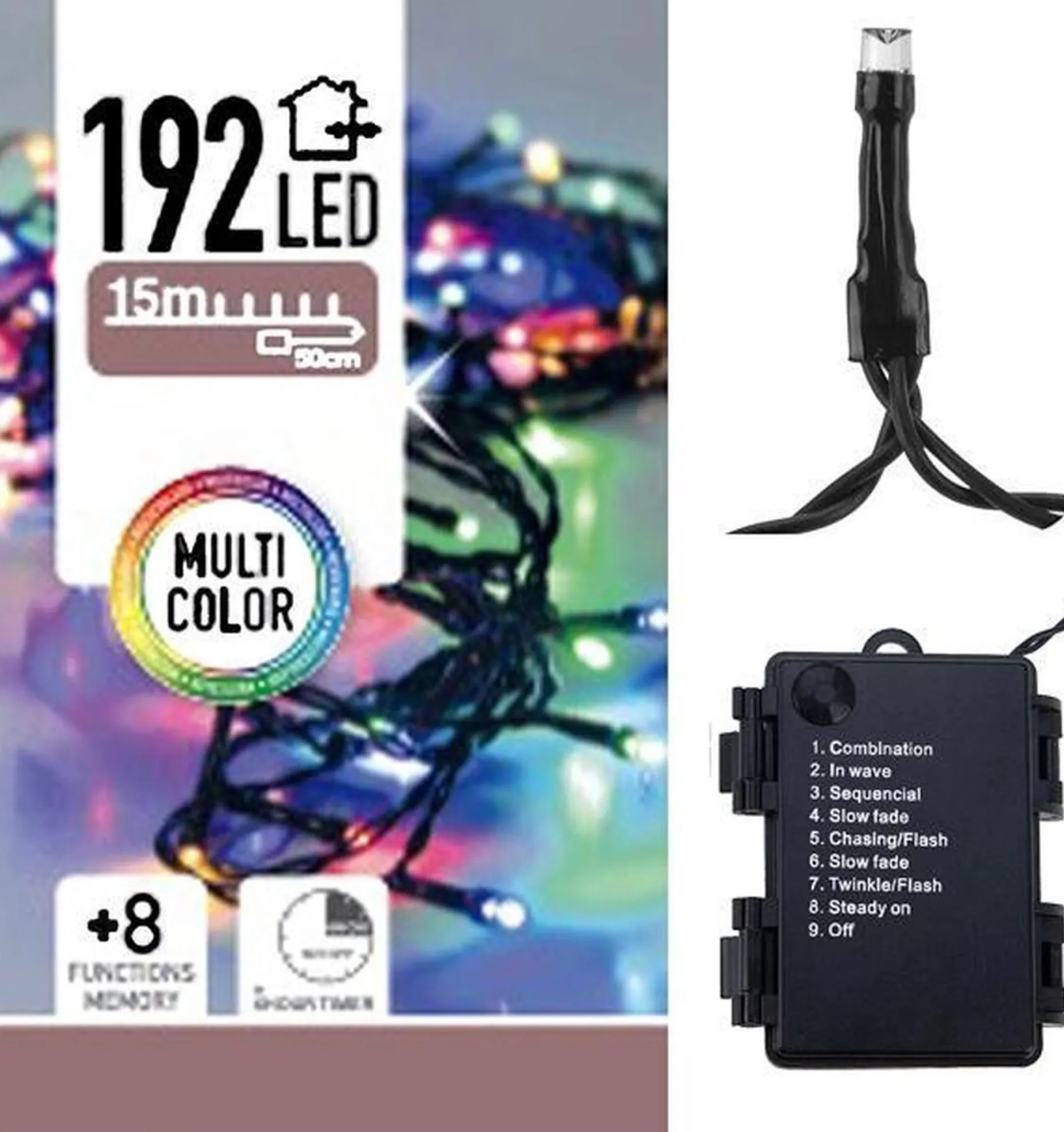 Merkloos Kerstboomverlichting^Kerstverlichting Op Batterij Gekleurd Buiten 192 Lampjes