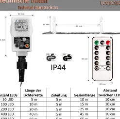 Trend24 Kerstlichtsnoeren^Kerstverlichting - Sfeerverlichting - Kerstverlichting Buiten - Kerstverlichting Binnen - Kerstversiering - Feestverlichting - Lichtsnoer - Lichtsnoer Buiten - Voor Binnen En Buiten - Met Afstandsbediening - 20 M - Warm Koud