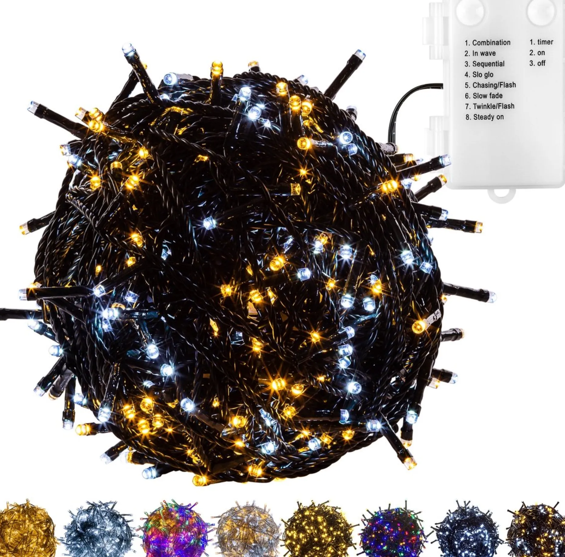 Trend24 Kerstlichtsnoeren^Kerstverlichting - Sfeerverlichting - Kerstverlichting Buiten - Kerstverlichting Binnen - Kerstversiering - Feestverlichting - Lichtsnoer - Lichtsnoer Buiten - Voor Binnen En Buiten - Op Batterij - 20 M - Warm Koud
