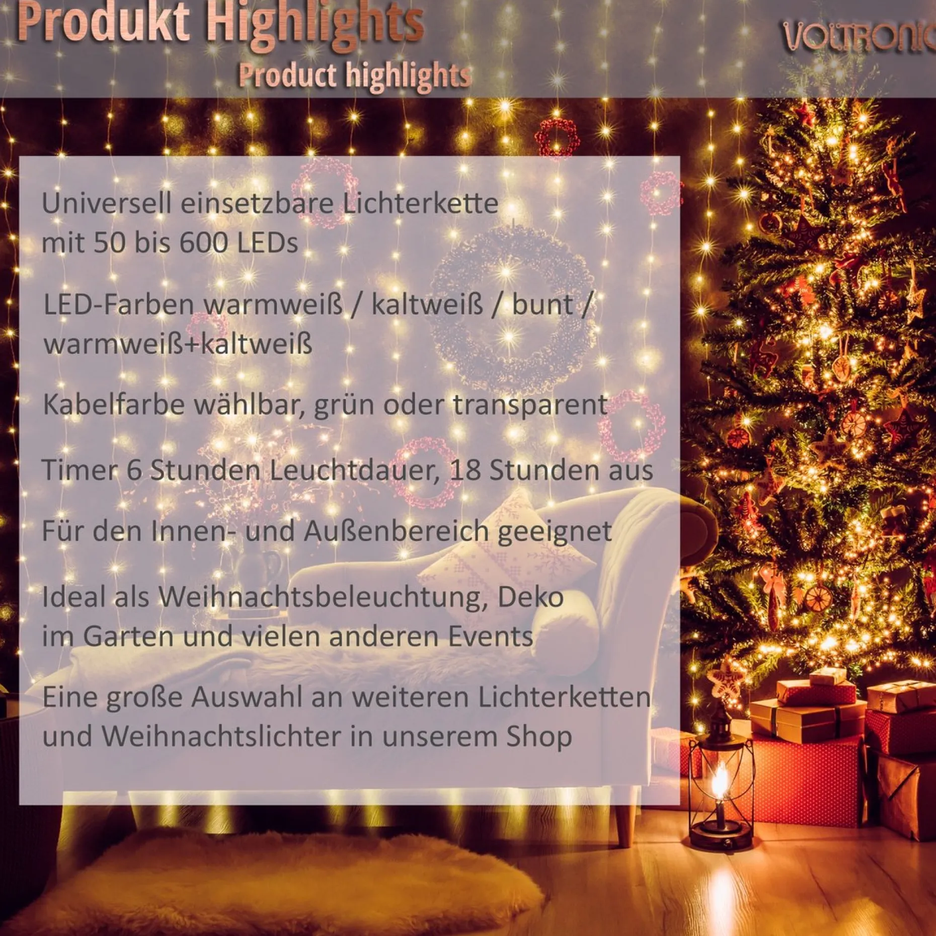 Trend24 Kerstlichtsnoeren^Kerstverlichting - Sfeerverlichting - Kerstverlichting Buiten - Kerstverlichting Binnen - Kerstversiering - Feestverlichting - Lichtsnoer - Lichtsnoer Buiten - Voor Binnen En Buiten - Met Afstandsbediening - 60 M - Warm Wit