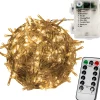 Trend24 Kerstlichtsnoeren^Kerstverlichting - Sfeerverlichting - Kerstverlichting Buiten - Kerstverlichting Binnen - Kerstversiering - Feestverlichting - Lichtsnoer - Lichtsnoer Buiten - Voor Binnen En Buiten - Op Batterij - Met Afstandsbediening - 10 M - Warm Wit