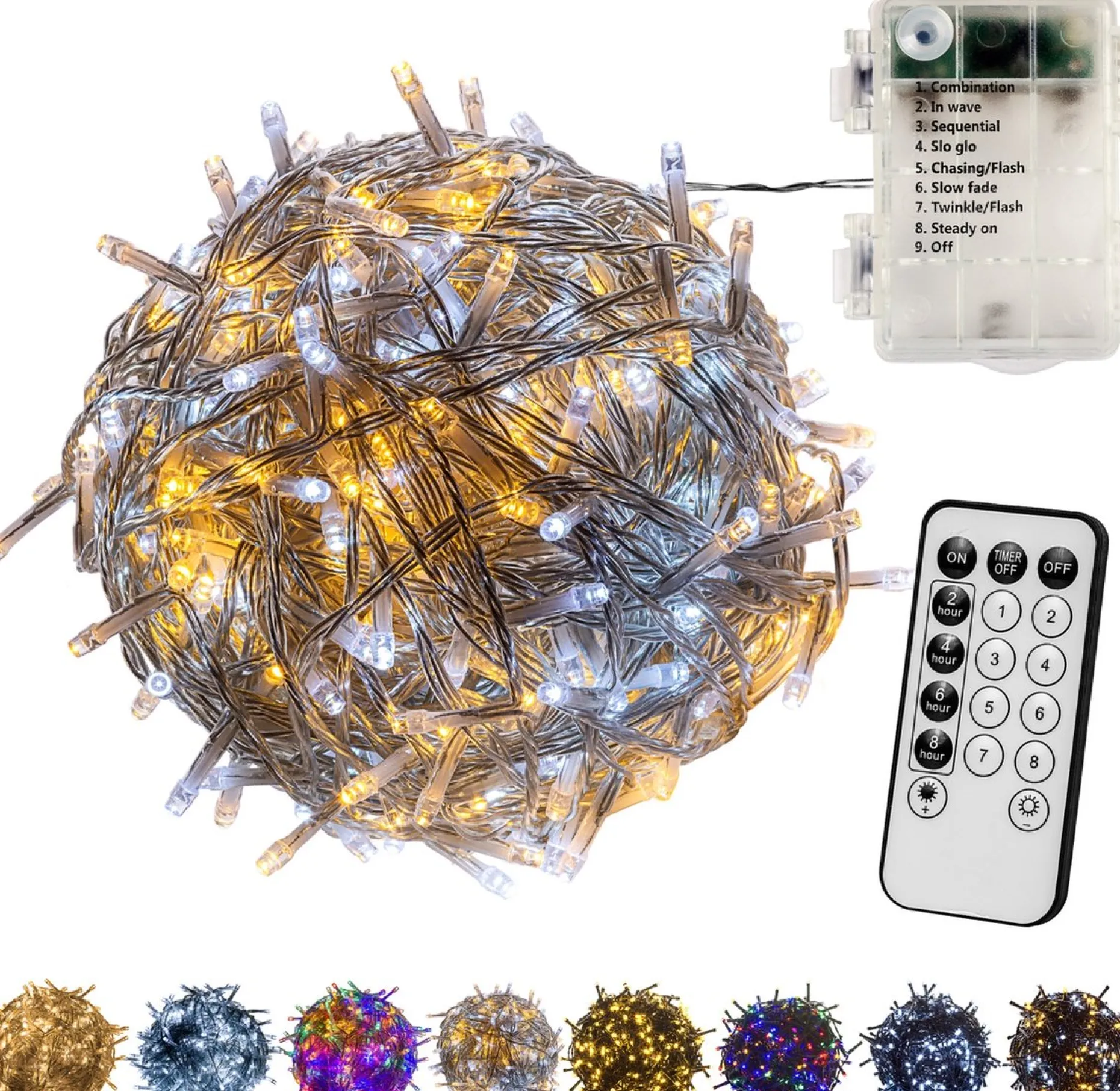 Trend24 Kerstlichtsnoeren^Kerstverlichting - Sfeerverlichting - Kerstverlichting Buiten - Kerstverlichting Binnen - Kerstversiering - Feestverlichting - Lichtsnoer - Lichtsnoer Buiten - Voor Binnen En Buiten - Op Batterij - Met Afstandsbediening - 10 M - Warm Koud