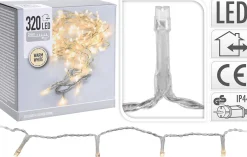 Merkloos Kerstboomverlichting^Kerstverlichting Transparant Snoer Met 320 Warm Witte Lampjes - 24 Meter - Kerstlampjes/Kerstlichtjes - Binnen/Buiten